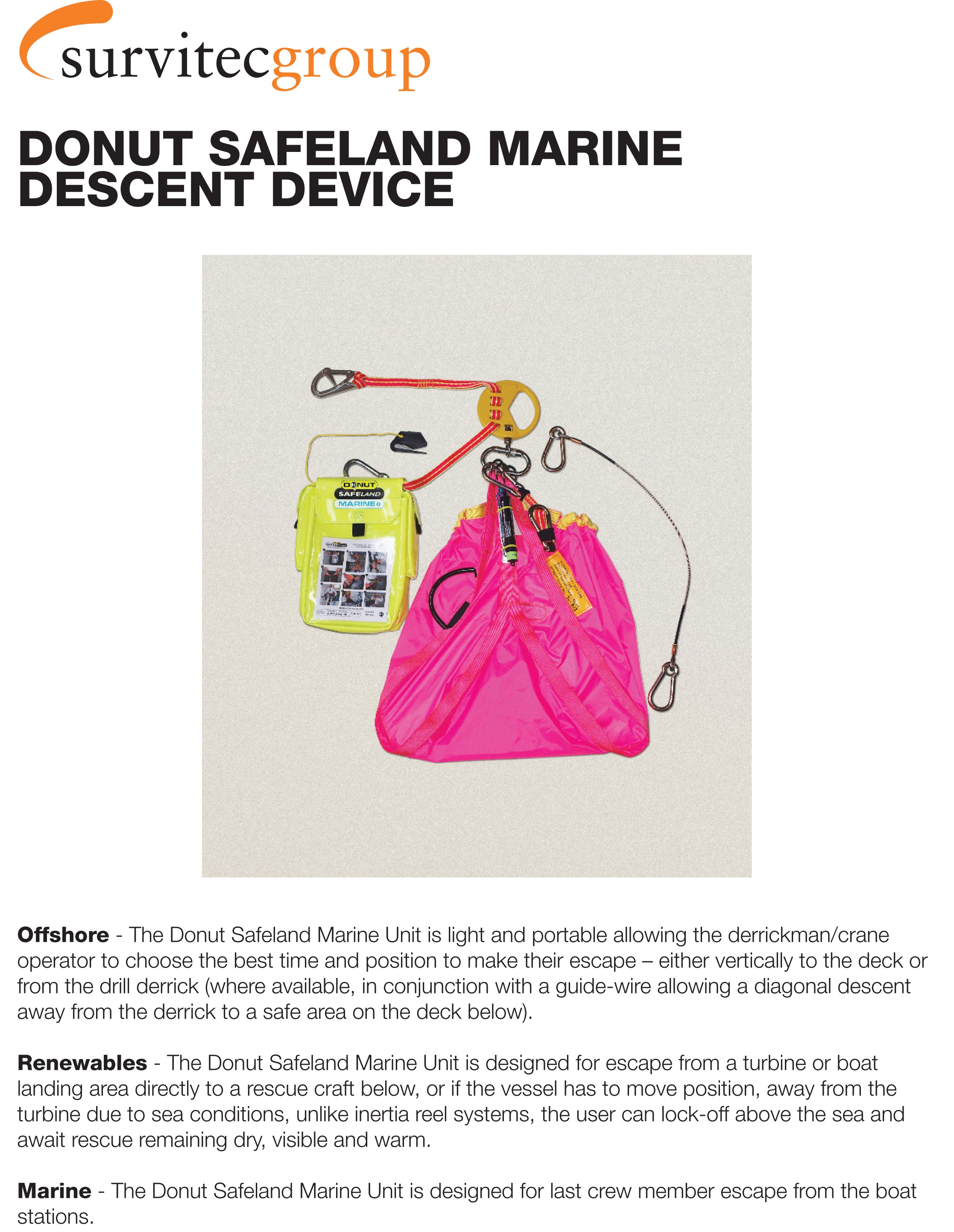 Survitec Donut Safeland Marine Descent Device Data... Thumbnail